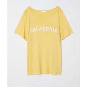 H&M California Yellow Tee Large
